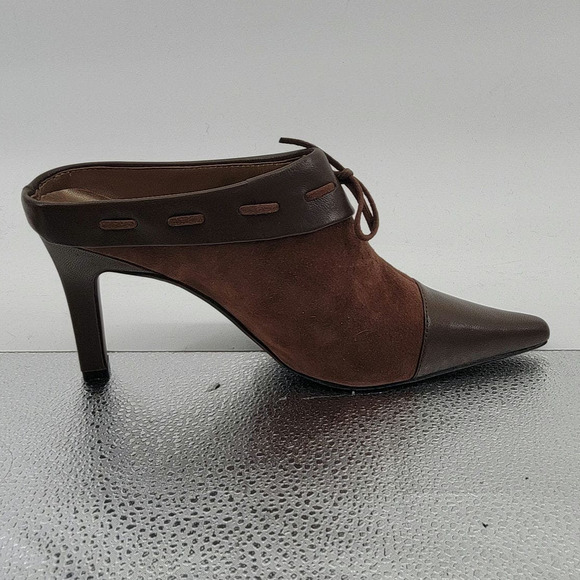 Bellini Thora Brown Leather Heeled Mules 7.5 New - Picture 9 of 11